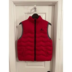 Jordan Boys Reversible Puffer Vest Red Elephant Print Jumpman Size L‎ 12-13 YRS